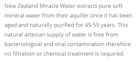 Miracle Water is untreated