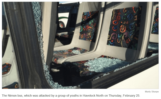 Havelock bus attacked by youths